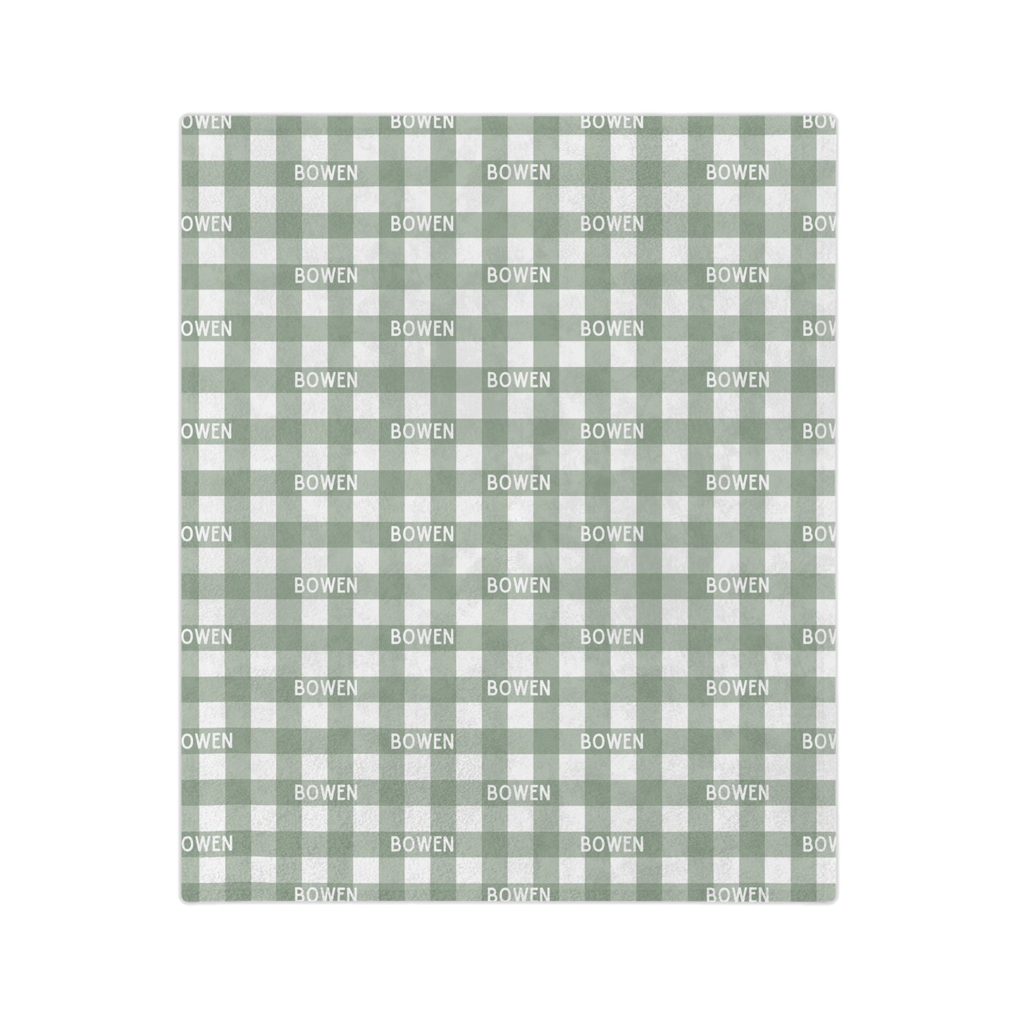 Personalized Blanket - Light Green Gingham