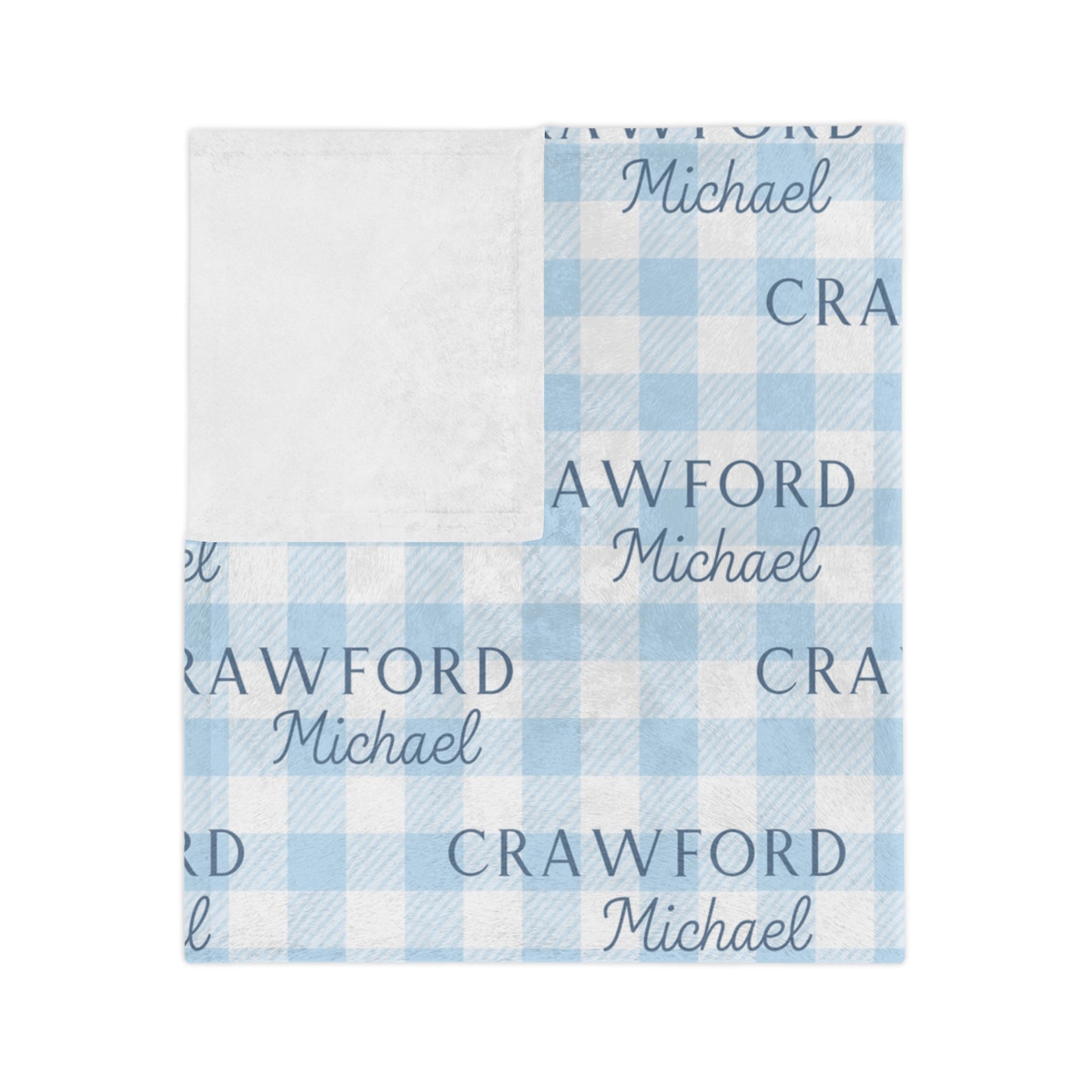 Personalized Blanket - Light Blue Plaid