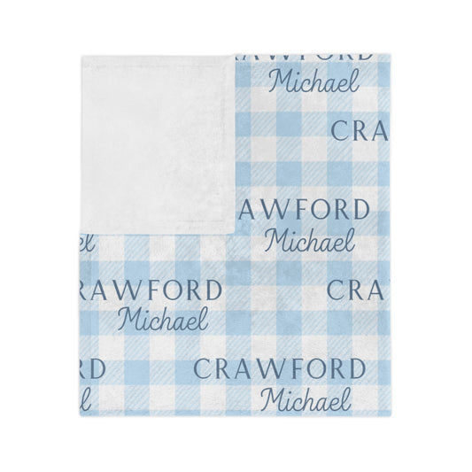 Personalized Blanket - Light Blue Plaid