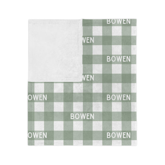 Personalized Blanket - Light Green Gingham