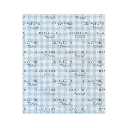 Personalized Blanket - Light Blue Plaid