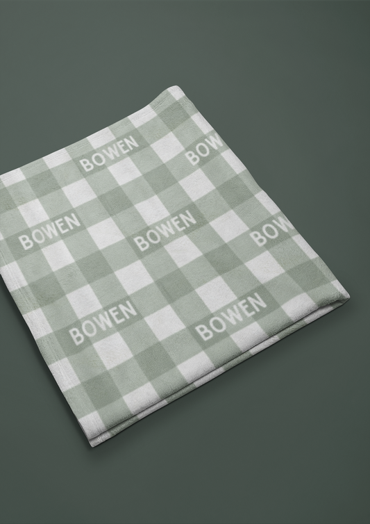 Personalized Blanket - Light Green Gingham